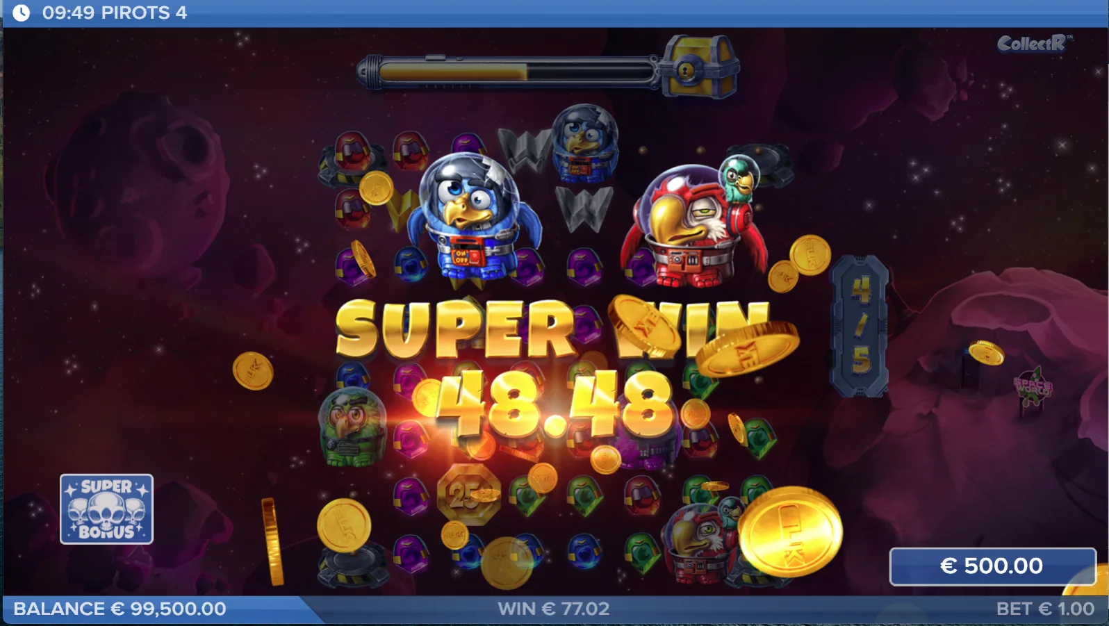 Οθόνη νίκης Super Win Pirots 4 στο Lost in Space